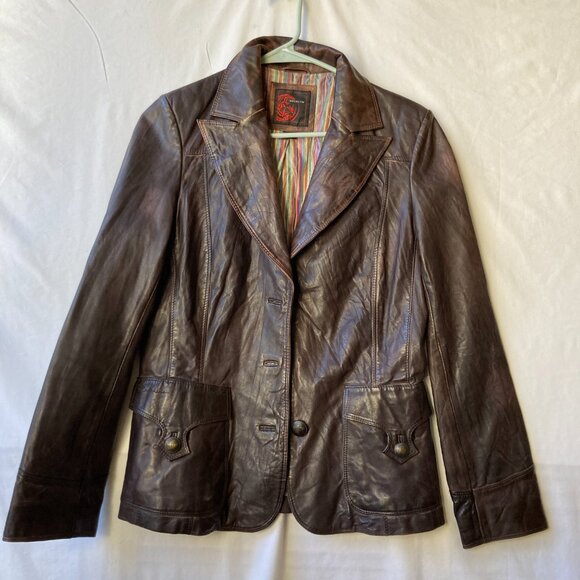 Vintage French Redskins Brown Patina Leather Jacket Size M Glove Soft Read! - Picture 2 of 16
